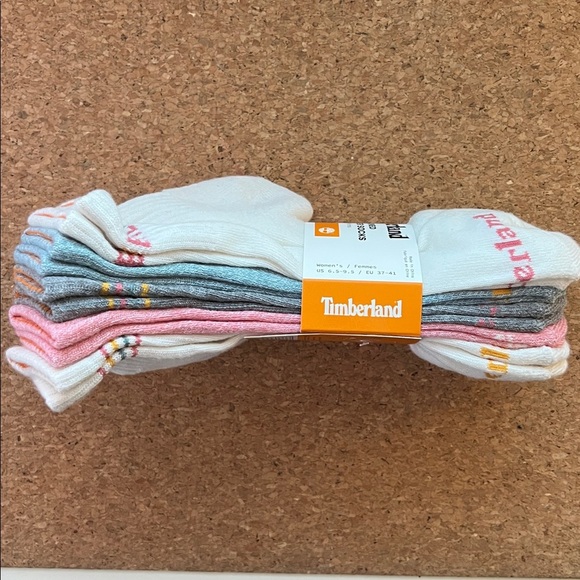 NWT Timberland Multicolor Trim Socks 5 pairs pink blue white - Picture 5 of 8